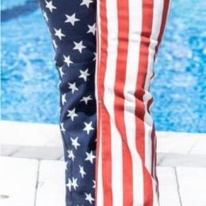 Judy Blue Star and Stripe Flare Jeans - Navy and Red